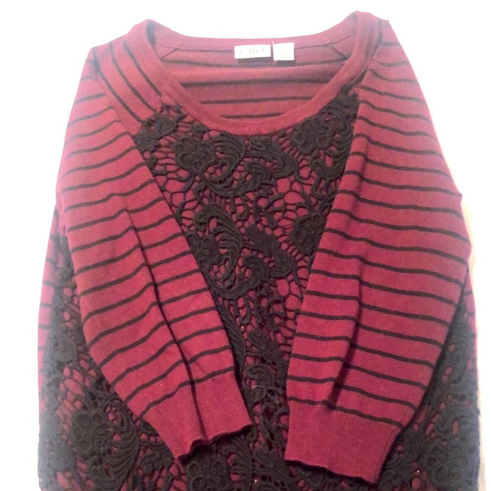 Purple and Black Sweater with lace overlay